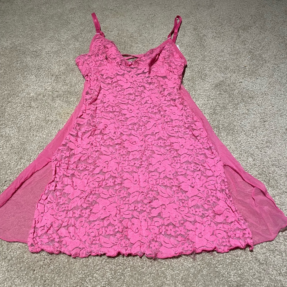 Victoria's Secret Vibrant Pink Lace Chemise
